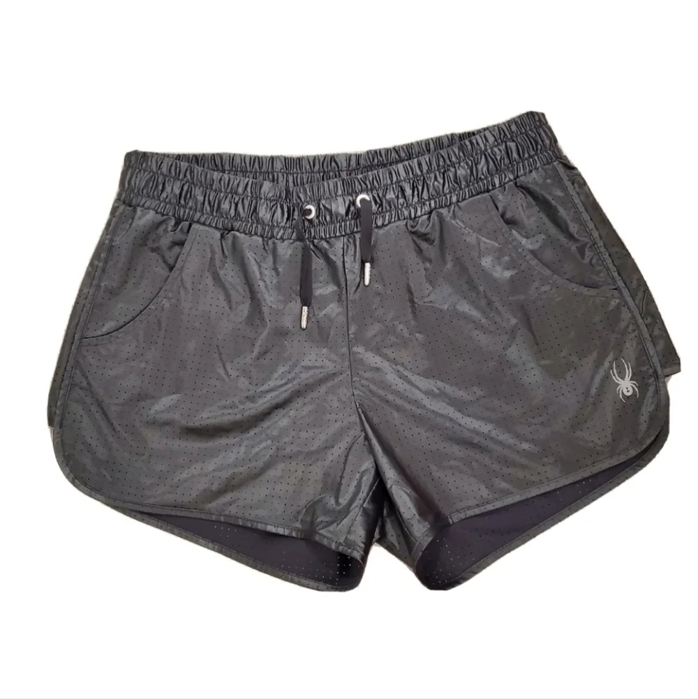 NEW Spyder Shadow Shorts Perforated Lined Dry W.E.B. Curved Hem Black